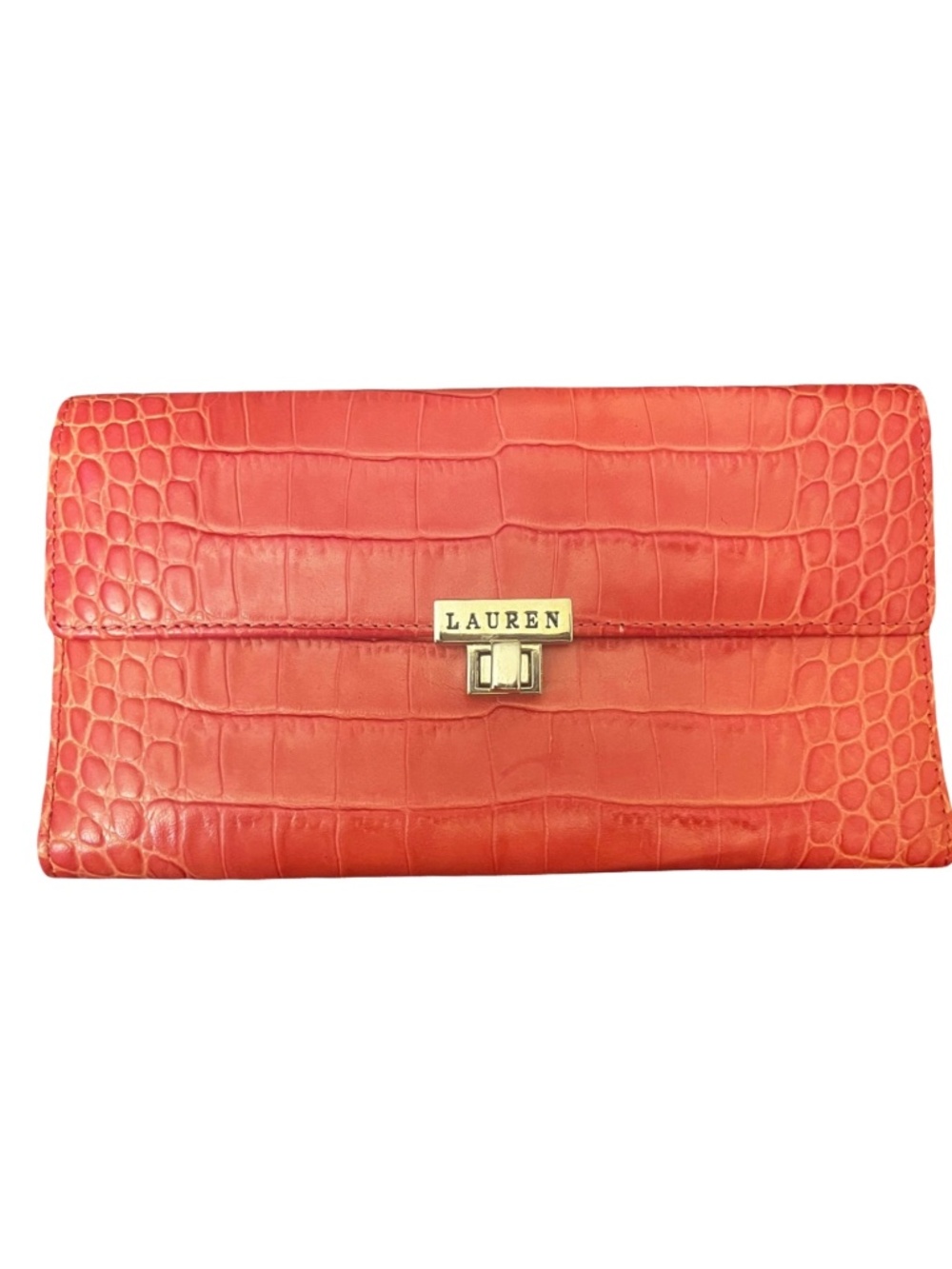 Lauren Ralph Lauren Pink Embossed Wallet Faux